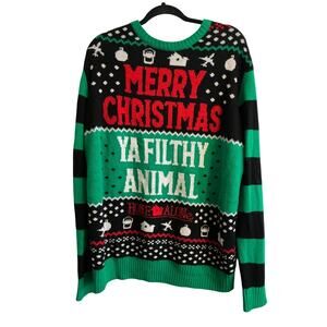 Home Alone Ugly Christmas Sweater Merry Christmas Ya Filthy Animal Men XL
